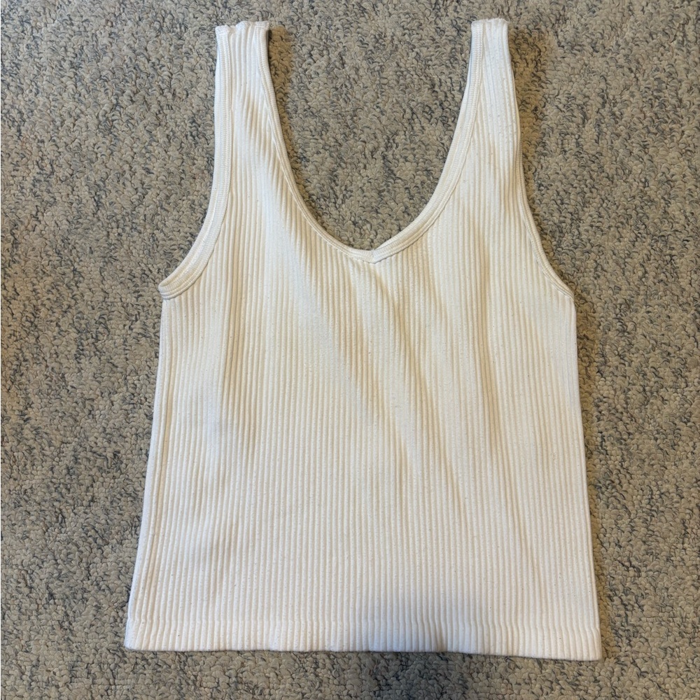 White Soft Ribbed Tank Top